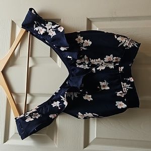 Abercrombie & Fitch Navy Blue Floral Polyester Crop Top Size XS
